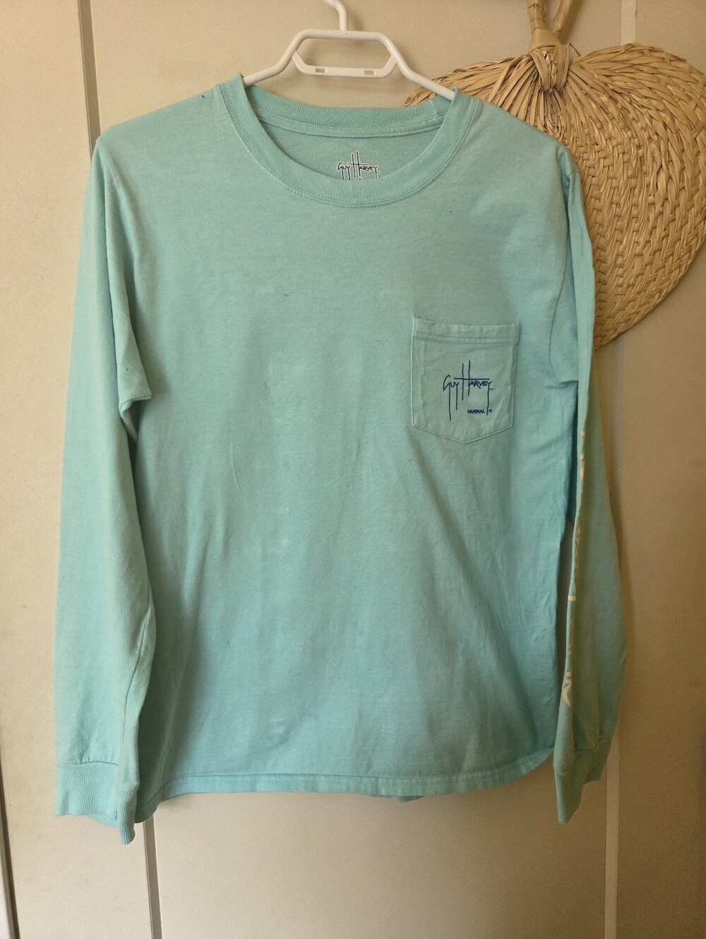 Guy Harvey Long-Sleeve Pocket Long Sleeve in Aqua Blue